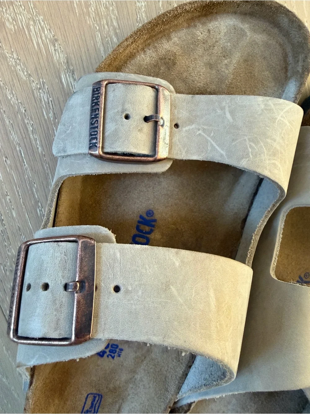 Birkenstock Arizona Two-Strap Sandals in Beige
